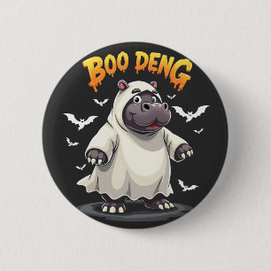 Macaron Rond 5 Cm Boo Deng Ghost Baby Pygmy Hippo Moo Deng Halloween