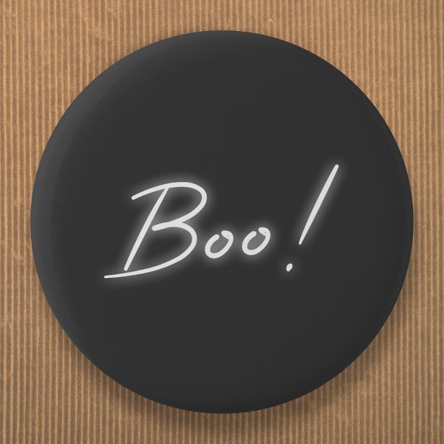 Macaron Rond 5 Cm Boo Halloween | Moderne Neon Ghost Black Fun Urban (Créateur téléchargé)