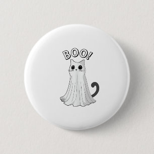 Macaron Rond 5 Cm Boo Kitty Cute Ghost Chat Halloween Éffrayant Kitt
