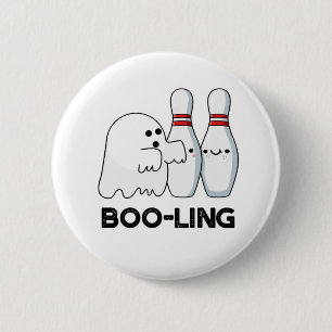 Macaron Rond 5 Cm Boo-ling Funny Halloween Bowling Ghost Pun