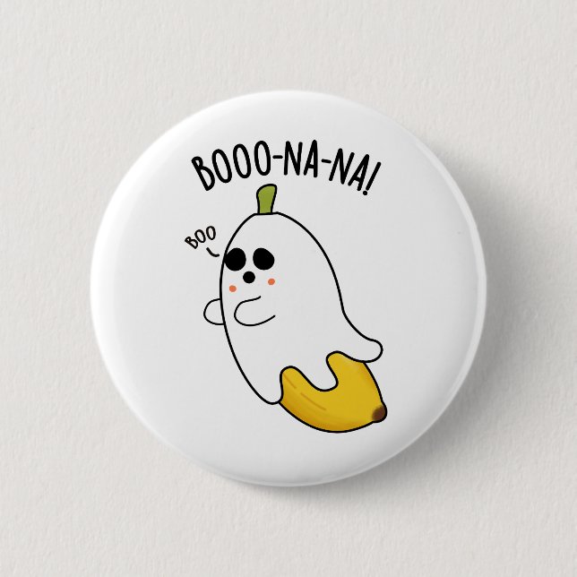 Macaron Rond 5 Cm Boo-nana Funny Ghost Banana Pun (Devant)