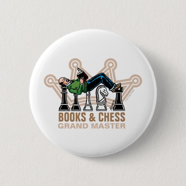 Macaron Rond 5 Cm Books & Chess Grand Master (Devant)