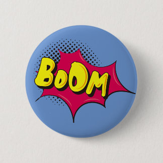 Macaron Rond 5 Cm BOOM vintage de bulle de combat de super héros de
