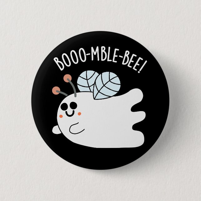 Macaron Rond 5 Cm Boomble Bee Funny Ghost Bee Pun Dark BG (Devant)