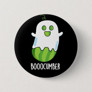 Macaron Rond 5 Cm Booocumber Funny Ghost Cucumber Pun Dark BG