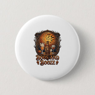 Macaron Rond 5 Cm Boos Boisson Halloween Crâne Bouteille Bière Vin C