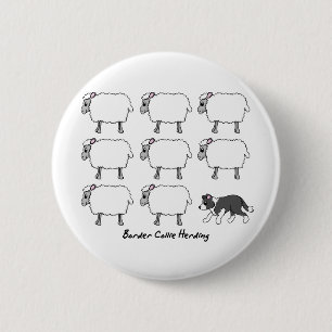 Macaron Rond 5 Cm Border collie vivant en troupe le bouton de