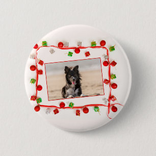 Macaron Rond 5 Cm Bordure Collie Noël