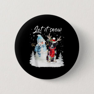 Macaron Rond 5 Cm Bordure Collie Père Noël Chien Noël Snowman Xmas P