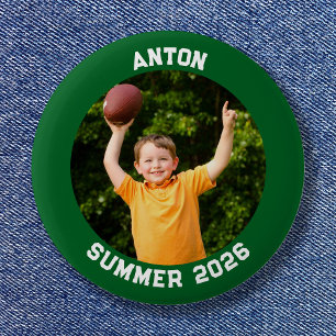 Macaron Rond 5 Cm Bordure verte de forêt de photo de sport