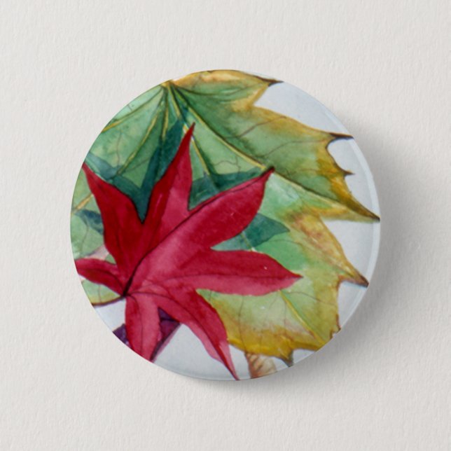 Macaron Rond 5 Cm Borne II de feuille d'automne de PMACarlson (Devant)