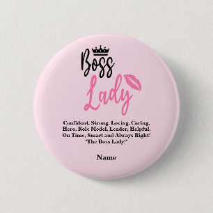 Macaron Rond 5 Cm Boss Lady, Nom Personnalisé Cadeau Pour Elle