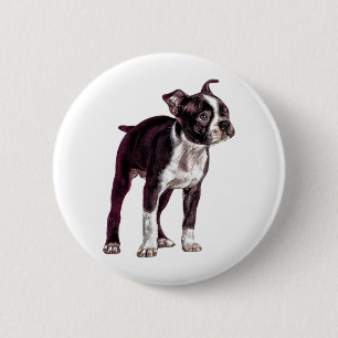 Macaron Rond 5 Cm Boston Terrier