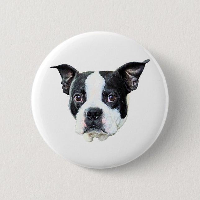 Macaron Rond 5 Cm Boston Terrier (Devant)
