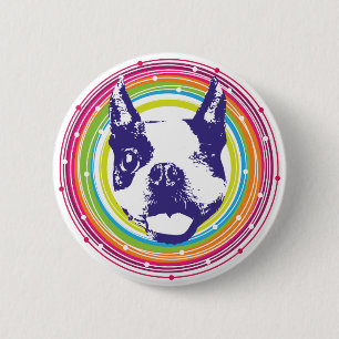 Macaron Rond 5 Cm Boston Terrier - cercles colorés
