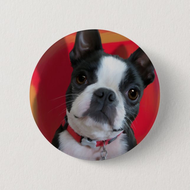 Macaron Rond 5 Cm Boston Terrier Pin (Devant)