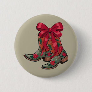 Macaron Rond 5 Cm Bottes de Coquette de Noël Cowgirl occidentale Xma