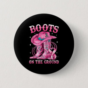 Macaron Rond 5 Cm Bottes Sur Le Terrain Cowgirl Western Breast Cance