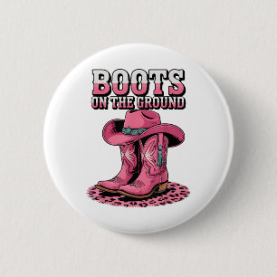 Macaron Rond 5 Cm Bottes Sur Le Terrain Pays Cowboy Western Cowgirl