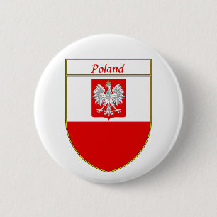 Macaron Rond 5 Cm Bouclier de drapeau de la Pologne