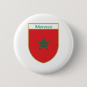 Macaron Rond 5 Cm Bouclier de drapeau du Maroc