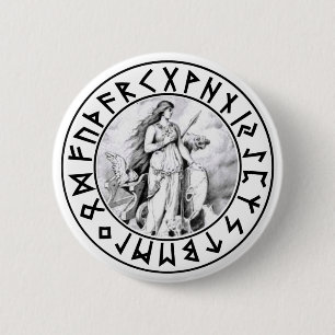 Macaron Rond 5 Cm bouclier de Freya Rune de bouton