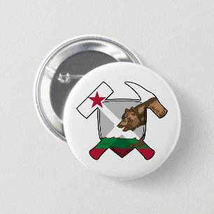 Macaron Rond 5 Cm Bouclier de marteau de roche de géologue - Drapeau