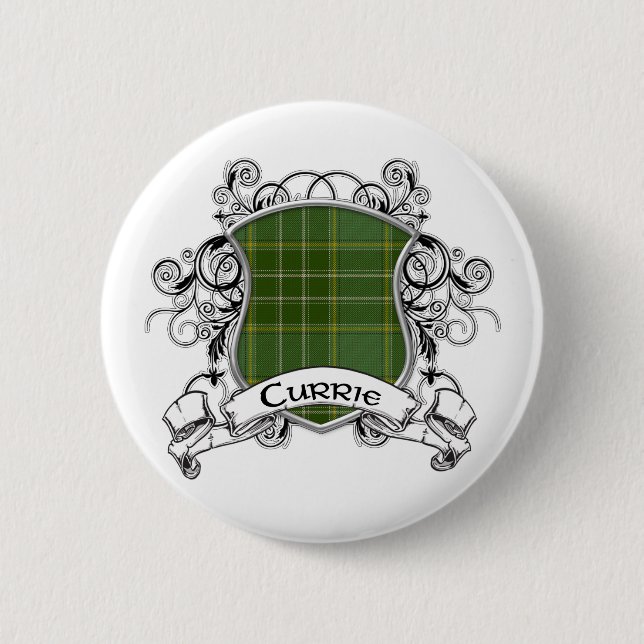 Macaron Rond 5 Cm Bouclier de tartan de Currie (Devant)