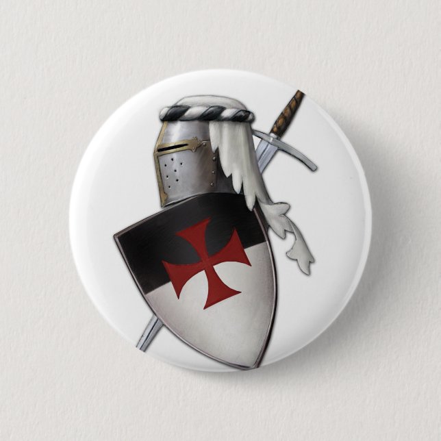 Macaron Rond 5 Cm Bouclier de Templar de chevaliers (Devant)