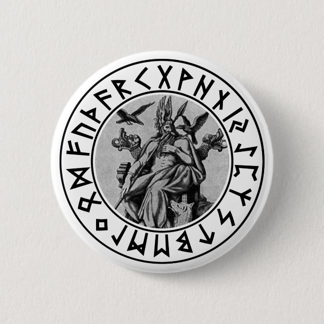Macaron Rond 5 Cm bouclier d'Odin de bouton (Devant)