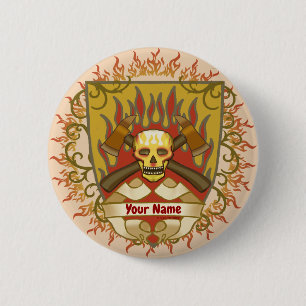 Macaron Rond 5 Cm Bouclier Flames de pompier
