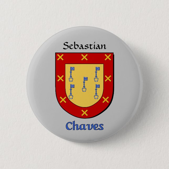 Macaron Rond 5 Cm Bouclier historique personnalisé Chaves (Devant)