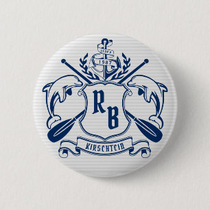Macaron Rond 5 Cm Bouclier nautique de laurier d'avirons d'Ancre de
