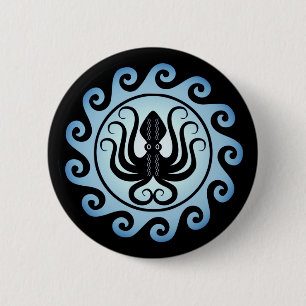 Macaron Rond 5 Cm Boucliers grecs anciens : Octopus (Eau)