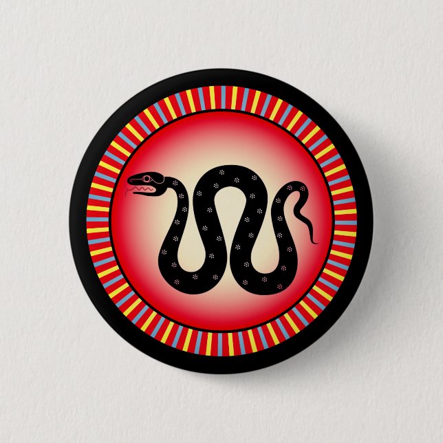 Macaron Rond 5 Cm Boucliers grecs anciens : Serpent (Feu) (Devant)