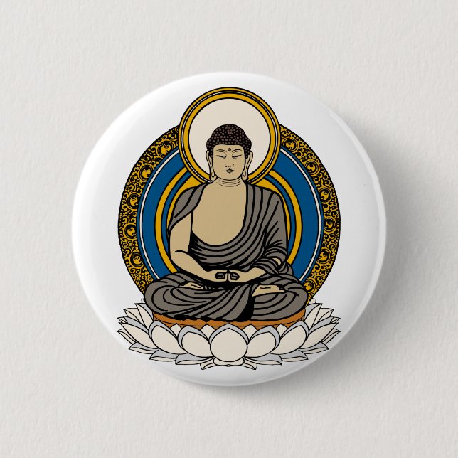 Macaron Rond 5 Cm Bouddha Dhyana Mudra (Devant)