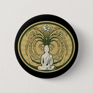 Macaron Rond 5 Cm Bouddha sous l'arbre de Bodhi