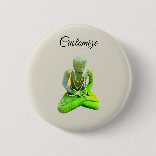 Macaron Rond 5 Cm Bouddha vert Mossy méditant Thunder_Cove