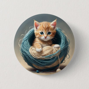 Macaron Rond 5 Cm "Bouddles douillets : La retraite laineuse du chat