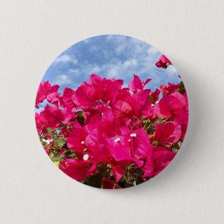 Macaron Rond 5 Cm Bougainvilliers et Beau Ciel Bleu