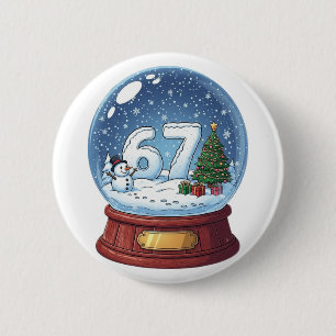 Macaron Rond 5 Cm Boule à neige de Noël drôle 67 Six Sept Meme 