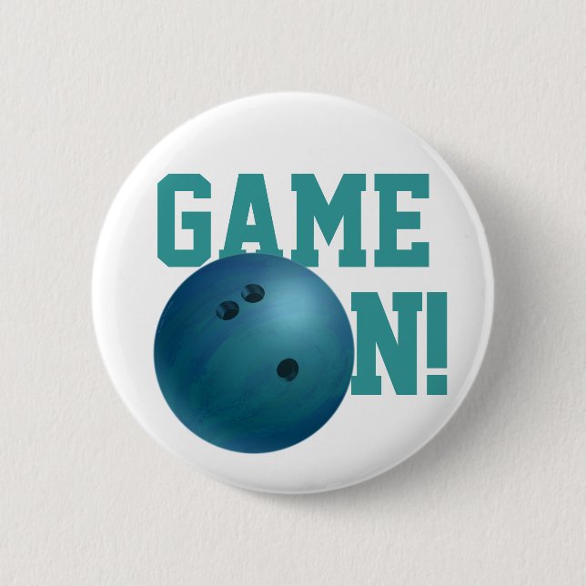 Macaron Rond 5 Cm Boule de Bowling Bleue (Devant)