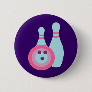 Macaron Rond 5 Cm Boule de Bowling et Pins