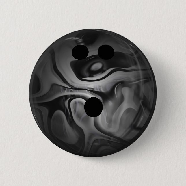 Macaron Rond 5 Cm Boule de bowling noire et grise de remous (Devant)