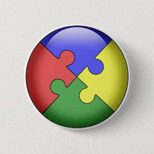 Macaron Rond 5 Cm Boule de puzzle d'autisme