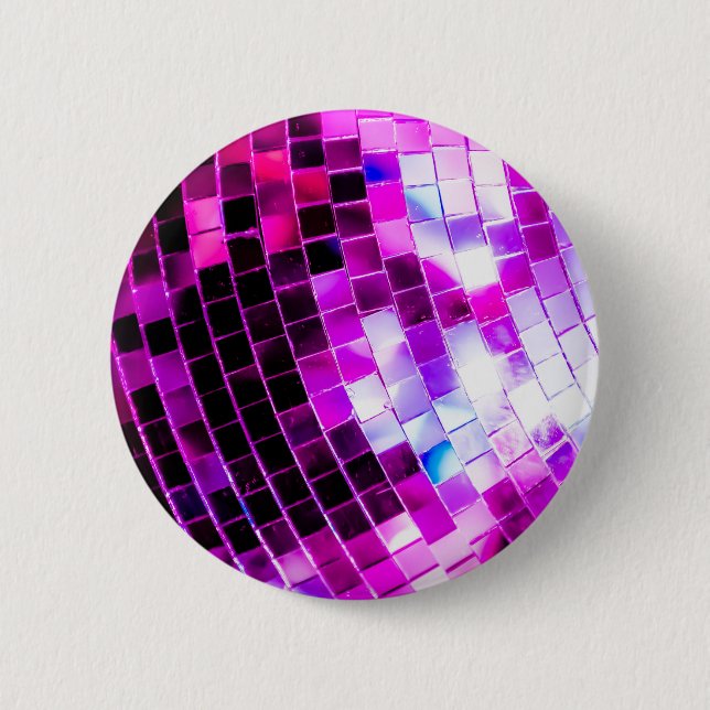 Macaron Rond 5 Cm Boule disco violette (Devant)
