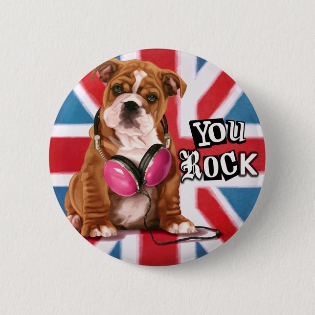 Macaron Rond 5 Cm Bouledogue anglais (Devant)