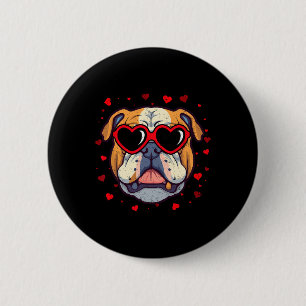 Macaron Rond 5 Cm Bouledogue anglais Saint-Valentin Cœur Amoureux de