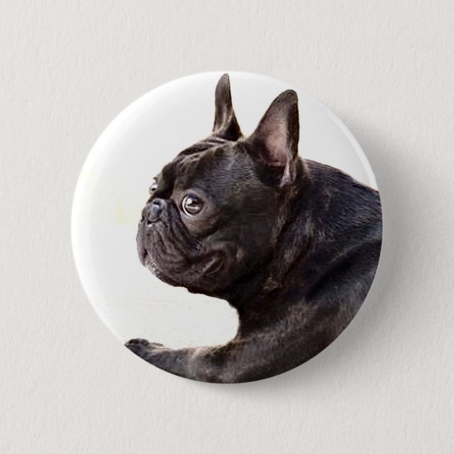 Macaron Rond 5 Cm Bouledogue français (Devant)