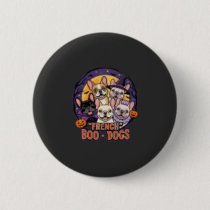 Macaron Rond 5 Cm Bouledogue français Halloween Boo Dogs Vector